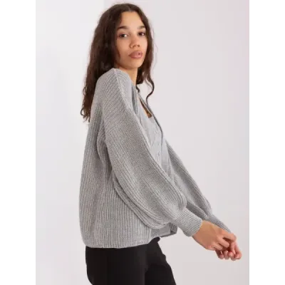 Dvoudílná souprava vrchní díl + svetr MODA8019 šedá
