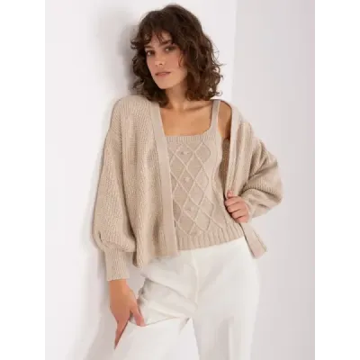 Dvoudílná souprava vrchní díl + svetr MODA8019 béžová