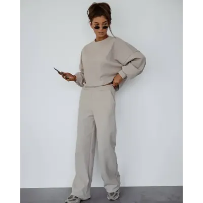 Dámský set mikina + kalhoty MODA1108 béžový