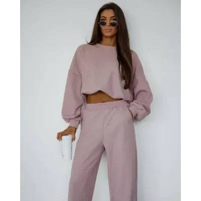 Dámský set mikina + kalhoty MODA1108 pudrově růžový
