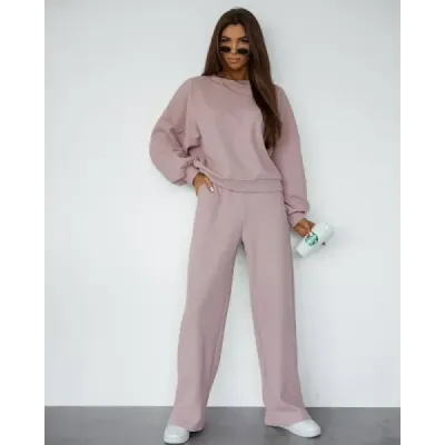 Dámský set mikina + kalhoty MODA1108 pudrově růžový