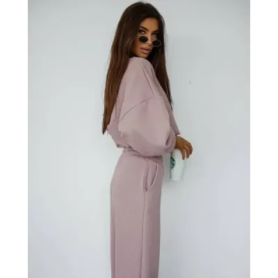 Dámský set mikina + kalhoty MODA1108 pudrově růžový