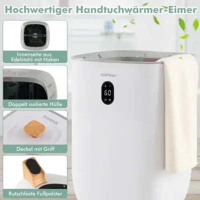 35L Velký ohřívač ručníků s časovačem Elektrický sušák ručníků Stropní ohřívač Bílý