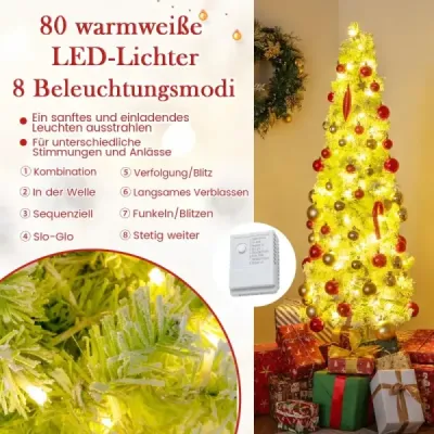 Umělý vánoční stromek se světýlky a sněhem 150 cm vánoční stromek s ohýbacím vrškem
