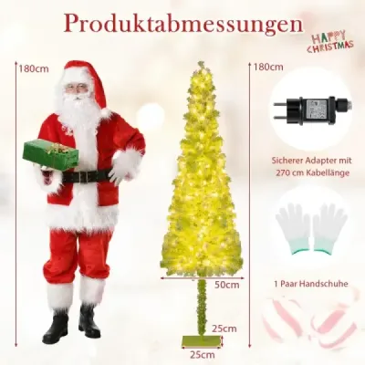 180 cm umělý vánoční stromek se světýlky a sněhem Vánoční stromek s ohýbacím vrškem