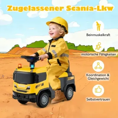 Policejní auto 2 v 1 s volantem a úložným prostorem posuvné auto tlačné auto žluté
