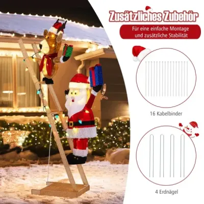 166 cm vysoká viditelnost stejně jako Otec Vánoc a žebříku se 100 LED bright XXL