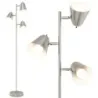 163cm stojací lampa se 3 žárovkami E27 a 360° nastavitelným stínidlem Stojací lampa stříbrná