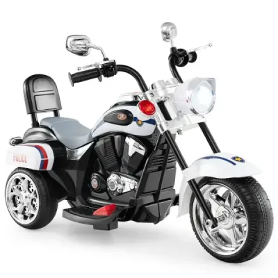 6V dětská elektrická motorka s nastavitelným světlometem a zvukem Tricycle Electric Motorbike White Police