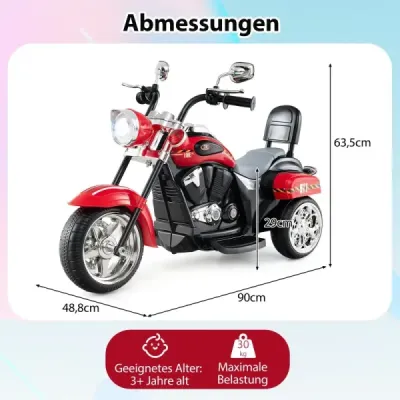 6V dětská elektrická motorka s nastavitelným světlometem a zvukem Tricykl Elektrická motorka Červený hasičský sbor