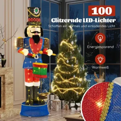 Vánoční figurka Louskáček velká osvětlená vánoční dekorace XXL 185 cm