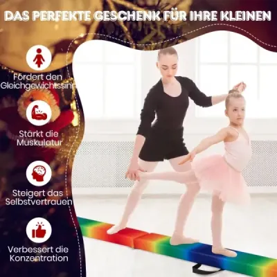 Dětská balanční kladina 270 cm skládací gymnastická kladina s rukojetí pro přenášení Barevná