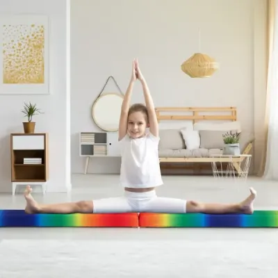 Dětská balanční kladina 270 cm skládací gymnastická kladina s rukojetí pro přenášení Barevná