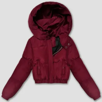 Krátká dámská zimní bunda MODA3360 bordová