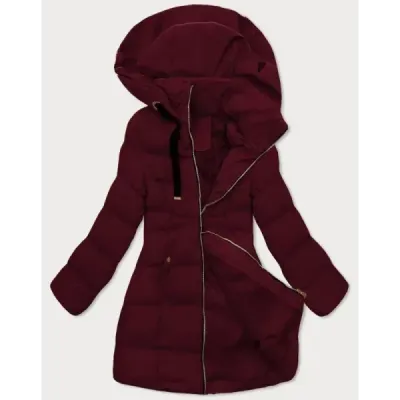 Dámská bunda se zlatým zipem MODA3231 bordová
