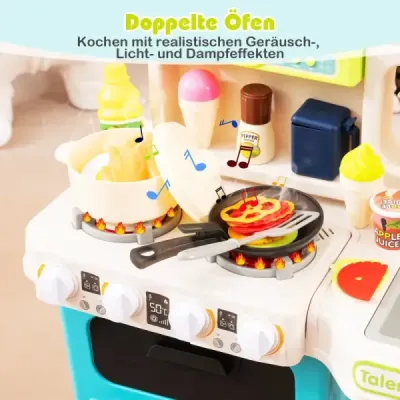 Dětská kuchyňka s 95 doplňky Kuchyňka na hraní Kuchyňka pro panenky Kuchyňka na hraní pro děti od 3 let Modrá barva
