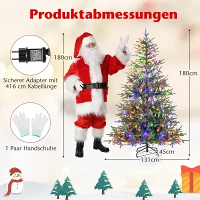 180 cm umělý vánoční stromek s 250 různobarevnými LED světýlky Umělý vánoční stromek