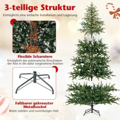 180 cm umělý vánoční stromek s 250 různobarevnými LED světýlky Umělý vánoční stromek