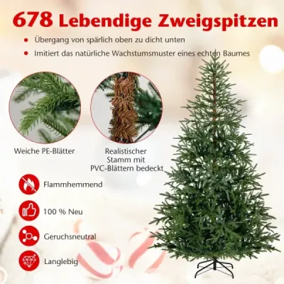 210 cm umělý vánoční stromek s 250 různobarevnými LED světýlky Umělý vánoční stromek