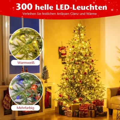 210 cm umělý vánoční stromek s 250 různobarevnými LED světýlky Umělý vánoční stromek