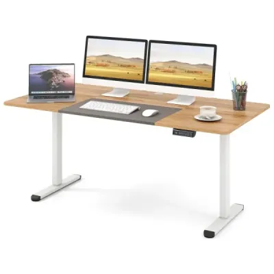 Elektrický stojící stůl 140 x 70 cm výškově nastavitelný stůl ergonomický sedací stůl příroda