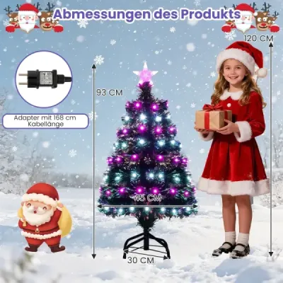 93 cm Předsvícený umělý vánoční stromek Vánoční stromek s různobarevnými skleněnými vlákny 96 fialových a bílých LED diod Zelený