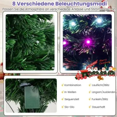 93 cm Předsvícený umělý vánoční stromek Vánoční stromek s různobarevnými skleněnými vlákny 96 fialových a bílých LED diod Zelený