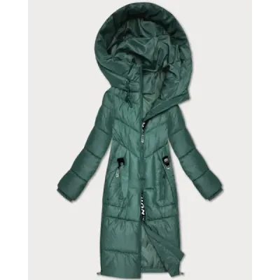 Dámská zimní bunda do poloviny stehen MODA8535 tmavězelená