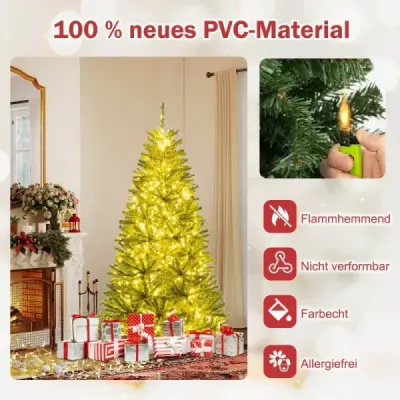 180 cm osvětlený umělý vánoční stromeček Skládací vánoční stromeček se 700 teplými bílými LED světly 680 větví
