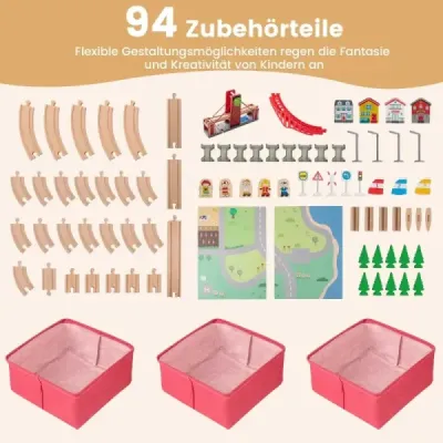 Dřevěná železniční souprava stůl multifunkční stůl pro děti se 2 oboustrannými deskami Barevný
