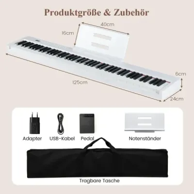 88 kláves Digitální piano Přenosná elektrická klávesnice plné velikosti Bílá