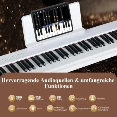 88 kláves Digitální piano Přenosná elektrická klávesnice plné velikosti Bílá