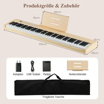 88 kláves digitální piano přenosné elektrické klávesy plné velikosti světle hnědé