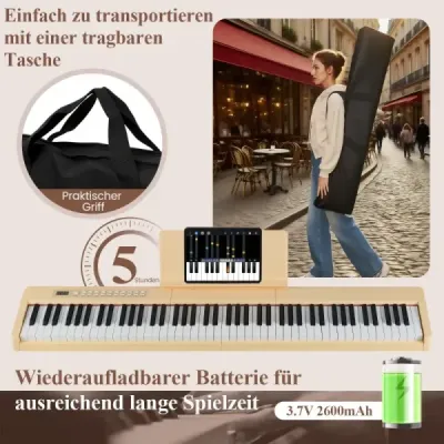 88 kláves digitální piano přenosné elektrické klávesy plné velikosti světle hnědé