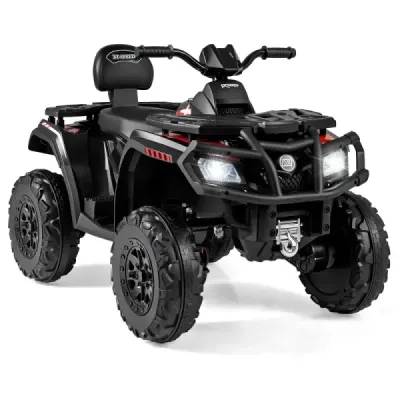 Dětská čtyřkolka 24V, 2místná, 4kolová, elektrická, se 4 motory, plynulým startem a odpružením, LED světly, hudbou, dětské autíčko, černá
