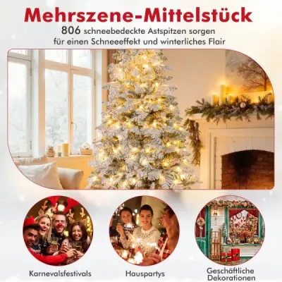 210 cm umělý vánoční stromek zasněžený vánoční stromek předem sestavený skládací vánoční stromek zelený