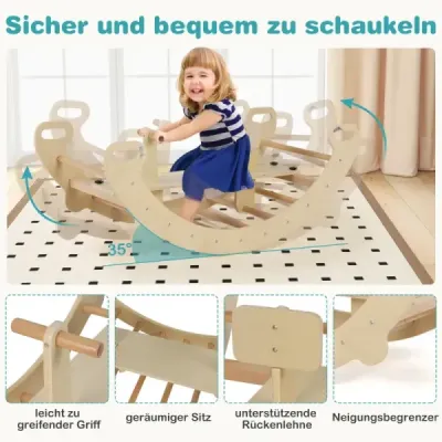 Multifunkční houpací oblouk 4 v 1 dřevěná lezecká hračka Montessori hrací set s lezeckým obloukem Příroda