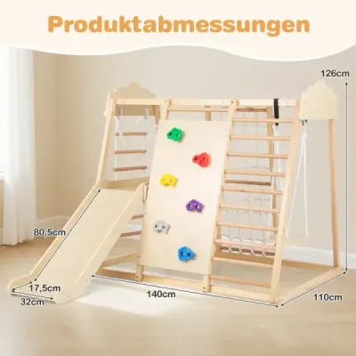 Sada 8 v 1 prolézaček dřevěné Montessori lezecké hračky s lezeckými tyčemi příroda