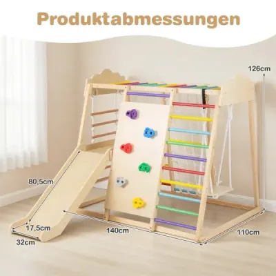 Sada prolézaček 8 v 1 dřevěné Montessori hračky na lezení s lezeckými tyčemi Vícebarevné