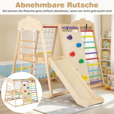 Sada prolézaček 8 v 1 dřevěné Montessori hračky na lezení s lezeckými tyčemi Vícebarevné