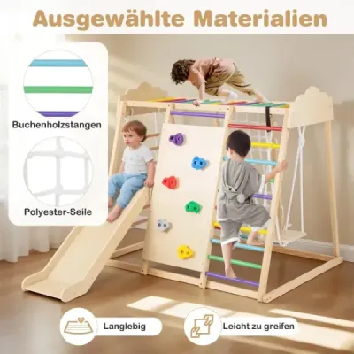 Sada prolézaček 8 v 1 dřevěné Montessori hračky na lezení s lezeckými tyčemi Vícebarevné