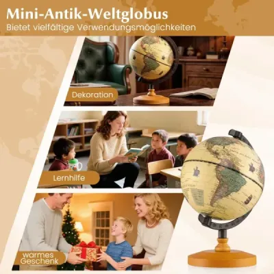 Globus Ø14cm s kovovým stojanem Vzdělávací/geografický globus hnědý