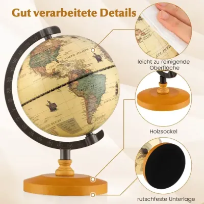 Globus Ø14cm s kovovým stojanem Vzdělávací/geografický globus hnědý