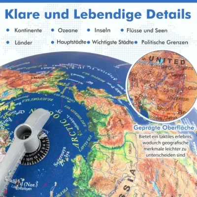 Ø30cm Osvětlený glóbus s dřevěným podstavcem Vzdělávací/geografický školní glóbus Glóbus