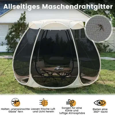 Vysouvací síťovaný pavilon pro 4-6 osob 310 x 270 cm skládací venkovní kempinkový stan s celoplošnou síťovinou