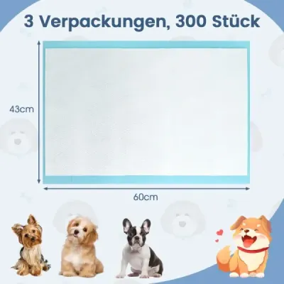 60 x 43 cm (300 kusů) 6vrstvé nepropustné podložky pro domácí mazlíčky pro domácí výcvik superabsorbentní