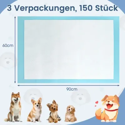 Výcvikové podložky pro psy Odolné proti vodítku 6vrstvé provedení Podložky pro štěňata Podložky pro štěňata (90 x 60 cm 150 kusů)