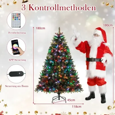 180 cm umělý vánoční stromeček s 370 vícebarevnými RGB světly ovládanými aplikací