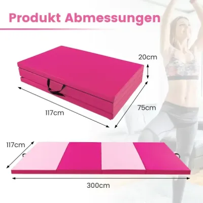 300 x 117 x 5 cm Měkká rohožka z umělé kůže s rukojeťmi a zapínáním na suchý zip, světle růžová