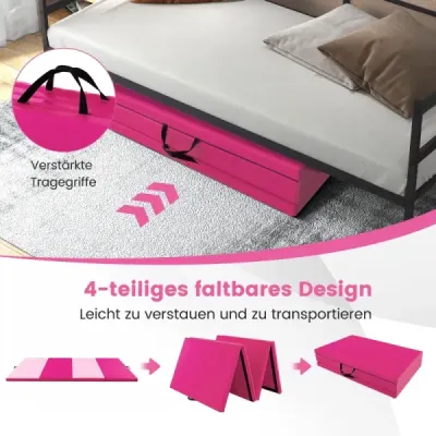300 x 117 x 5 cm Měkká rohožka z umělé kůže s rukojeťmi a zapínáním na suchý zip, světle růžová